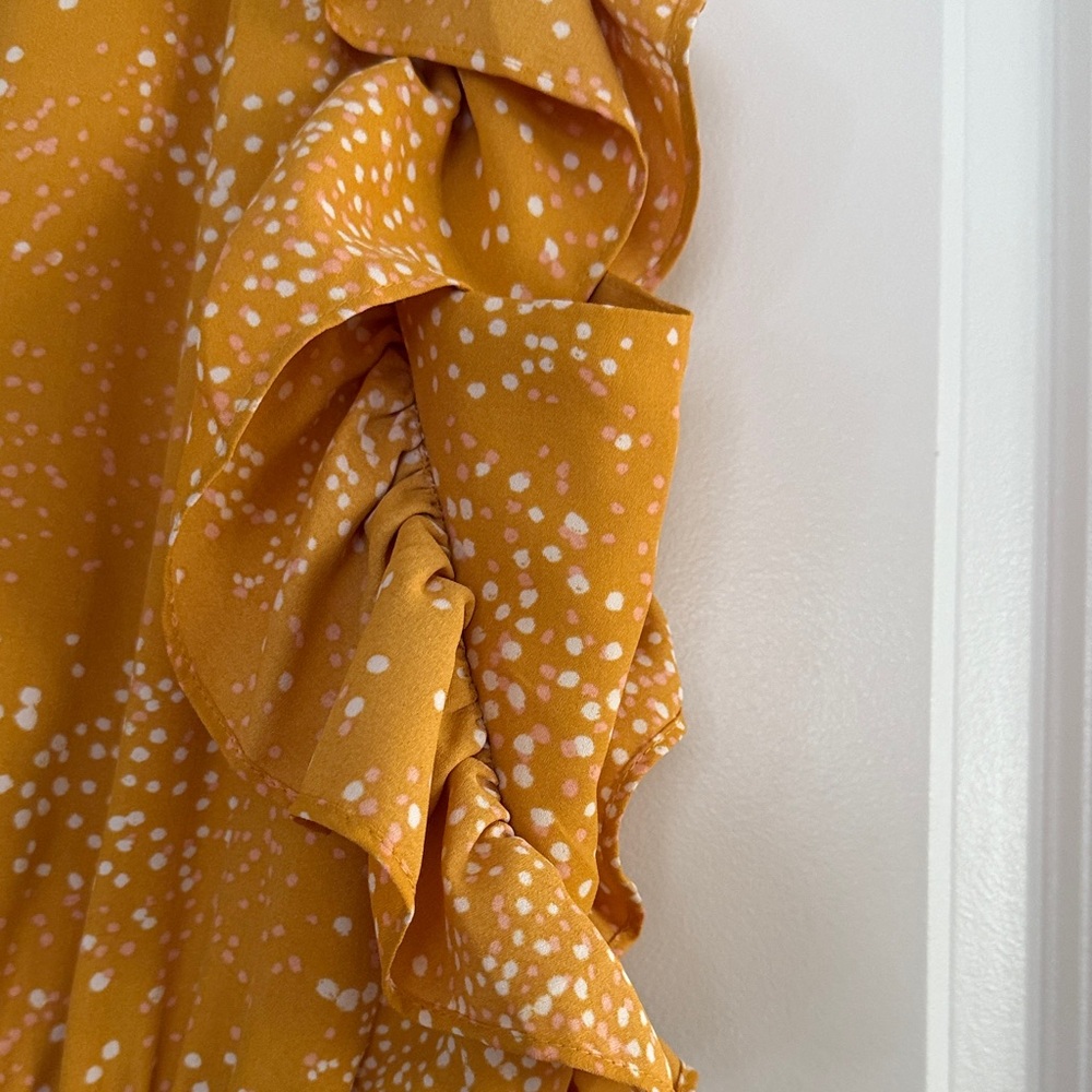 Express Golden Yellow Ruffle Midi Dress - Picture 4 of 8